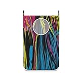 ZANSENG Wäschekorb, Lion Roar Bunte Vektor Logo Tshirt Zip Wäschekorb Tür hängen mit Edelstahl Haken, 420d Oxford Cloth Door Wäschekorb