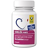 Raab Vitalfood Krillöl Forte, 50 Kapseln aus nachhaltiger Fischerei mit Astaxanthin, Omega-3 EPA und DHA für normale Herzfunktion, laborgeprü