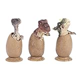 3 Stücke Dinosaurier Eier Figuren mit Basis Dinosaurier Eier Half Hatched Spielzeug Lebensechte Tier Modell Sammlung für Baby Spielzeug Geschenk