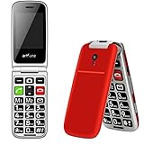 artfone Seniorenhandy ohne Vertrag | Dual SIM Handy mit Notruftaste | Rentner Handy große Tasten | 2G GSM Klapphandy| Großtastenhandy mit Ladegerät und Kamera | 2,4 Zoll Farbdisplay(Rot)
