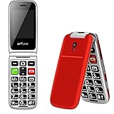 artfone Seniorenhandy ohne Vertrag | Dual SIM Handy mit Notruftaste | Rentner Handy große Tasten | 2G GSM Klapphandy| Großtastenhandy mit Ladegerät und Kamera | 2,4 Zoll Farbdisplay(Rot)