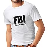 Männer T-Shirt FBI - weiblicher Körper Inspektor - lustige Geschenke für Männer, humorvolle Zitate (XXX-Large Weiß Schwarz)