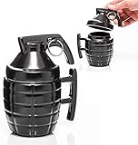 Tasse Grenade Mug - Funny Granatentasse mit Metallsicherung wie eine echte Bomba -Tasse in Form Einer Granate mit Deckel - Original und lustige Geschenkidee 300 ml (Schwarz)