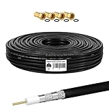 HB-DIGITAL 15m Koaxialkabel HQ-135 Antennenkabel 135dB SAT Kabel 8K 4K UHD 4-Fach geschirmt für DVB-S / S2 DVB-C / C2 DVB-T / T2 DAB+ Radio BK Anlagen + 4 F-Stecker GRATIS