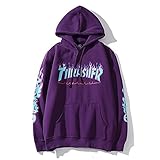 Zhaojie Xiaodian Herren Hoodie, Hip-Hop Skateboard, Känguru Tasche lose Baseball Uniform, Kapuzenjacke (lila, XL)