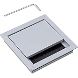 Gedotec Kabeldurchführung silber Schreibtisch ECO eckig mit Bürstendichtung | Kabeldurchlass Aluminium silber | Kabeldose 100 x 100 mm zum Eindrücken | 1 Stück - Tisch-Kabelausgang zum E