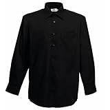 Fruit of the Loom Herren Long Sleeve Poplin Shirt Freizeithemd, Schwarz (Black), X-Larg