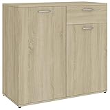 Festnight Sideboard Highboard Kommode Standschrank mit 2 Türen und 1 Schublade Anrichte Beistellschrank Wohnzimmerschrank Sonoma-Eiche 80 x 36 x 75 cm Spanp
