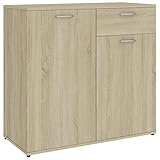 Festnight Sideboard Highboard Kommode Standschrank mit 2 Türen und 1 Schublade Anrichte Beistellschrank Wohnzimmerschrank Sonoma-Eiche 80 x 36 x 75 cm Spanp