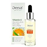 DeBa AHA+BHA Peeling-Lösung, 9% AHA Glycolsäure + BHA Salicylsäure, Vitamin C und Panthenol | Gesichtspeeling gegen unreine Haut - Entfernt effektiv Mitesser und Pickel - 30