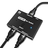 CABLEDECONN HDMI 2.1 Ultra HD 8K High Speed 48Gbps Directional Switch Nur 2in 1out 8K@60Hz 4K@120Hz Splitter Converter Kompatibel mit Xbox PS5 Projektoren M