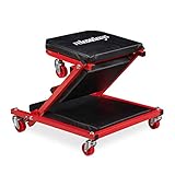 Relaxdays Rollbrett Werkstatt bis 150 kg, 2in1 Rollsitz & Werkstattliege klappbar, 360° drehbar, f. Auto, Stahl, schw