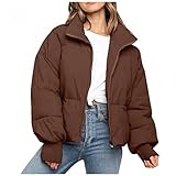 Winterjacke Damen Hoodie Winter Warm Jacke Parka Lang Mantel Outdoorjacke mit Kapuze Fleecejacke Einfarbig Lässiges Daunenjacke Wasserdicht Softshelljacke Puffermantel Große Größe Kurz Übergangsjack