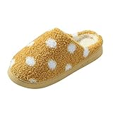Geilisungren HüTtenschuhe Damen Plüsch Hausschuhe Geschlossen Pantoletten Winter Gefüttert Warme Fellschuhe Schlappen Rutschfeste Winterschuhe für Herren Pantoffeln Memory Foam Flachs S