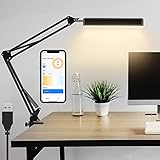 JIRVY LED Schreibtischlampe LED Tageslicht Schreibtischlampe Klemmbar Klemmfuß mit Schwenkarm,Dimmbar USB Architektenlampe Tischlampe mit Schwenk