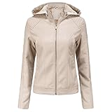 AFFGEQA Lederjacke Damen Kurze Motorradjacke Elegant Winterjacke Damenmantel Fleecejacke Steppjacke Steppmantel Übergangsjacke W