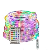 LED Lichtschlauch, 10M 100 LEDs Lichterschlauch mit Fernbedienung USB Wasserdicht 4 Modi-Farb-Outdoor-String-Leuchten für Garten Trampolin Balkon Weihnachten Hochzeit Party