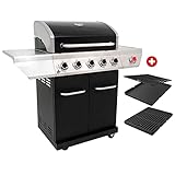 Nexgrill 5B Classic Gasgrill I 5 + 1 Brenner Gas Grill mit 800° Infrarotbrenner und Gourmet Plus Grillrostsystem I Grillwagen mit Thermometer und Seitenablage I Gasgriller mit Gusseisen G