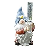 TEBI Gartenzwerg Statue handbemalte Figur Regenmesser Skulptur für Terrasse H