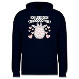 Shirtracer Valentinstag Partner Geschenke - Ich Liebe Dich Soooo viel! mit Pinguin - weiß - 4XL - Navy Blau - Valentinstag - JH001 - Herren Hoodie und Kapuzenpullover für M