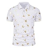 BIBOKAOKE Kurzarmhemden Herren shirts Mode Pegasu Krone Bronzieren Bedrucktes hemd Sommer Revers Kurzarm Basic Slim Fit Sportshirt Casual Business Arbeit Büro T-Shirts G