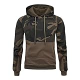 QWERD Herren Cargo-Style Pullover Sweatshirt Hoodie Sweater Camouflage Herren Pullover Camouflage Hoodie Grün Kapuzenpullover Pulli mit Kapuze Sweat Camo Bomber Hoody Kapuzenp