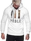 OneRedox Herren Pullover Pablo Escobar Narcos Cocaine Sweatshirt Longsleeve Langarm Hoodie Modell H-1080 Weiss S