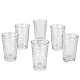 Orientalische verzierte Teegläser Set 6 Gläser weiss silber | Marokkanische Tee Gläser 6 Farben Deko orientalisch | 6 x Orientalisches Marokkanisches Teeg