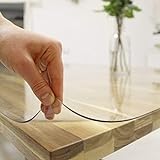 Plas-Tex Tischfolie 2mm Transparent - Maß nach Wunsch - Klar Tischdecke Tischschutz Schutzfolie Abwaschbar weich PVC Kunststoffplatte (60x120cm)
