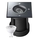 LED Bodeneinbaustrahler Set - Schwenkbar - Eisenglimmer grau DB703-7W LED GU10 von LEDANDO - warmweiß - eckig - IP67 - Metallg