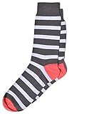 Atvida Herrensocken aus feinster gekämmter Baumwolle, mehrere Stile, Einheitsgröße und Crew-Länge, Grau/Koralle, Einheitsgröß