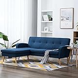 Nicoone Ecksofa Sofa in L-Form L-förmiges Wohnzimmer-Schlafzimmer-Sofa Fußsofa aus Holz Stoffbezug Freizeit Polstersofa 186 x 136 x 79 cm B