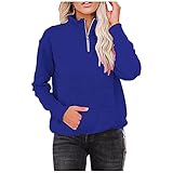 Stehkragen Hoodie mit Ausschnitt Reißverschluss Damen Kapuzenpullover mit Aufgesetzte Tasche Vorne Frauen Teenager Mädchen Langarm Pulli Pullover Sweatshirt Streetwear Herbst Winter Freizeit B