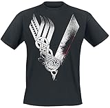 Vikings Logo Männer T-Shirt schwarz S 100% Baumwolle Fan-Merch, TV-Serien, Wiking