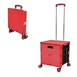 Faltbare Einkaufstrolley-Box auf Rädern mit Deckel, verschleißfester, geräuschloser 360 ° -Drehung und verstellbarem Kofferraumwagen aus Aluminiumlegierung, Tragkraft 45 kg Tragbarer langlebig