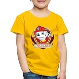 Spreadshirt Paw Patrol Marshall Feuerwehrhund Feuerwehr Emblem Kinder Premium T-Shirt, 122-128, Sonnengelb