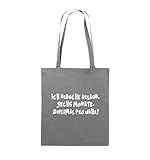 Comedy Bags - ICH Brauche Urlaub - SECHS Monate - Jutebeutel - Lange Henkel - 38x42cm - Farbe: Dunkelgrau/W