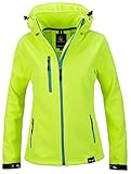 Rock Creek Damen Softshell Jacke Windbreaker Regenjacke Übergangsjacke Softshelljacke Damenjacke Regenmantel Outdoorjacke Kapuze D-412 Neongelb L