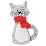 LILENO HOME Türstopper Tier als Katze grau rot - hochwertiger Kinderzimmer Türstopper als Boden Tür Stopper Sack - Tiere Stoff Türstopper Boden als Türstopper Sack mit Sandfüllung