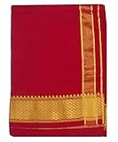 Stylesindia Dhoti Sarong aus Baumwolle, einlagig, 1,8 m lang, mit Resham-Designer-Bordüre, Dhotis - Rot - Einheitsgröß
