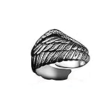 CHSXLL Vintage 925 Silber Herren Ring Einstellbar Eagle Flügel Feder Retro Schwarz Punk Biker Ringe Weibliche Sterling Silber Schmuck