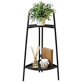 Metall Eckregal 2 Ebenen 26x26xH70cm Anthrazit, Pflanzenregal Blumenregal Metallregal Standreg