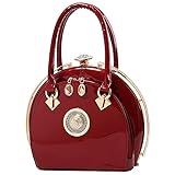 NIYUTA Damenhandtaschen Lackleder Diamant Mode Shopper Reise Designer Freizeit Vintage Henkeltaschen Umhängetaschen(Rot)