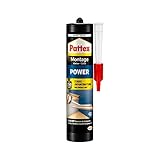 Pattex Montagekleber Power, Baukleber mit starker Anfangshaftung, Kraftkleber für saugende Materialien, Kleber für innen & außen, 1 x 370g