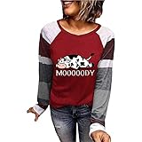 Hoodie Loose Tops Weihnachts Casual Rundhals Strickpullover Colorblock Mädchen Sweatshirts für Herbst WinterWeihnachtsdruck