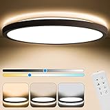 Anten Schmetterling|24W LED deckenleuchte dimmbar mit fernbedienung,Schwarz decken led lampe 3,4cm flach Deckenlampe für Wohnzimmer,Schlafzimmer,Küche,Flur Keller,Ø30cm,