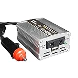 Wgwioo 200W Kfz-Wechselrichter, DC 12V Zu 110V/220V AC Kfz-Wandler, 1 USB-Port-Autoadapter Mit Unabhängiger Universeller Dreifachsteckdose,12V to 110V