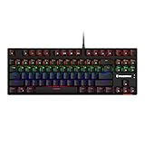 Punkston TK87 Mechanische Gaming-Tastatur, RGB Regenbogen LED Hintergrundbeleuchtung TKL 87 Tasten Anti-Ghosting PC Gaming Wired Tastatur für Windows/Mac (Red Switch)