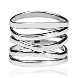 Tuelaly Trendy Sommer Riesige 5 Bandspule Dactyl Finger Runde Hochzeitsempfang Engagement Silber US 9