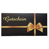 50 Briefumschläge für Gutscheine. Schwarz mit einer goldenen Schlaufe passend für Gutscheine im DL F